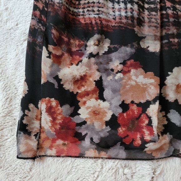 Miss Miss Sleeveless Wavy Plaid Floral Print Hem Crew Neck Dress Size M - Picture 6 of 16